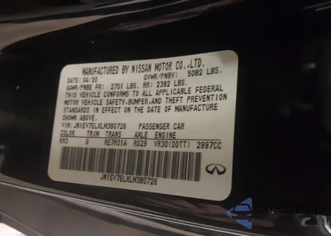 2020 Infiniti Q60 Luxe Awd from USA, damaged, VIN JN1EV7ELXLM380726